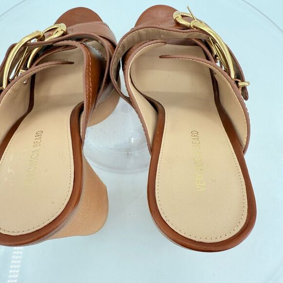 Veronica Beard Garrick Chunky Suede Platform Slide Sandals Buckle Brown 9.5M - Picture 6 of 13